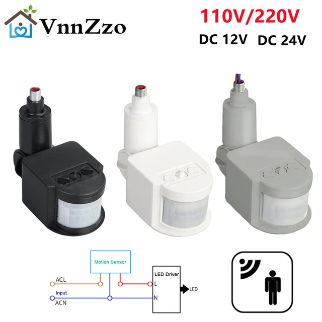 Interruptor de luz con Sensor de movimiento para exteriores, interruptor  automático infrarrojo PIR para luz LED