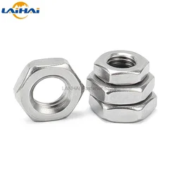 2/5/10/20/50pcs M2 M2.5 M3 M4 M5 M6 M8 M10 M12 M14 M16 304 A2-70 Stainless Steel Flat Hex Hexagon Thin Nut Jam Nut DIN439 GB6172