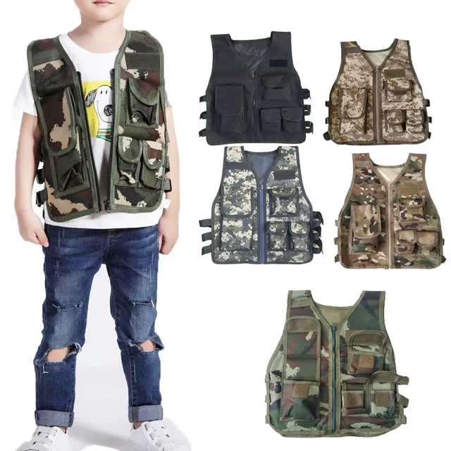 Kids Army Tactical Vest Military Hunting Combat Bulletproof Uniform Special Costumes Forces Children Camouflage Jungle Clothing