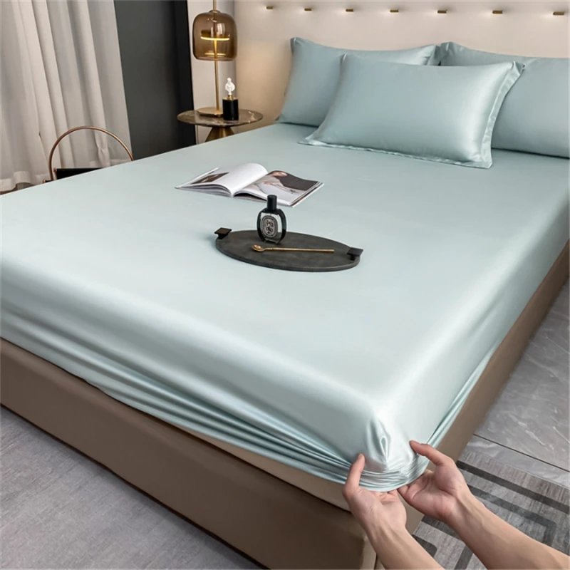 

100 Pieces Light Luxury Bedspread Mattress Protector High-Grade Ice Silk Single Fitted Sheet Exquisite Bed Covers All Inclusive
