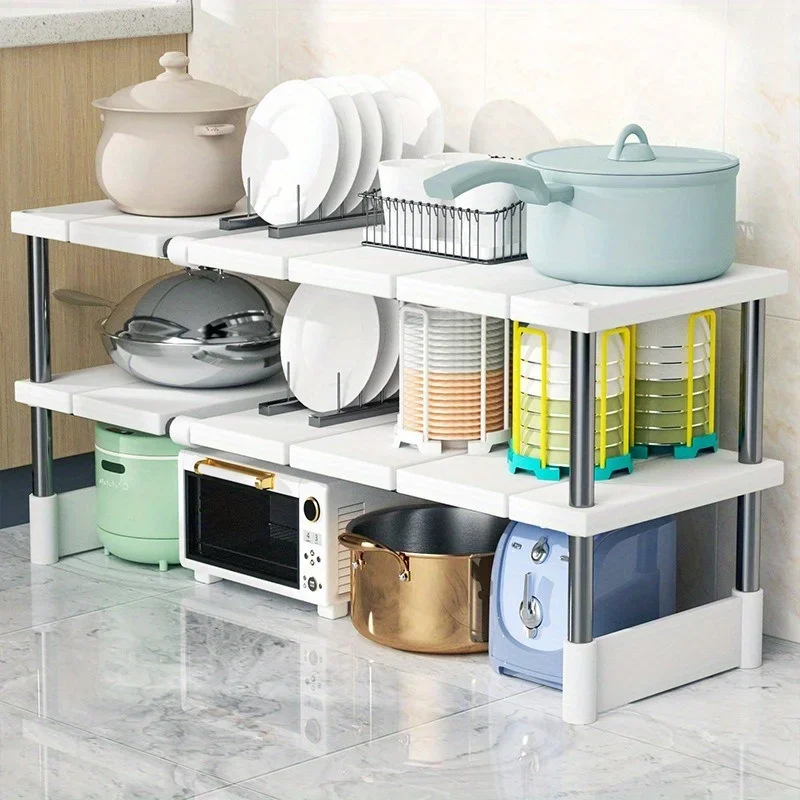 1 Stainless Steel Expandable Kitchen Sink Storage Rack Cabinet Storage Multi-layer Multifunctional Internal Layered Storage Rack 3