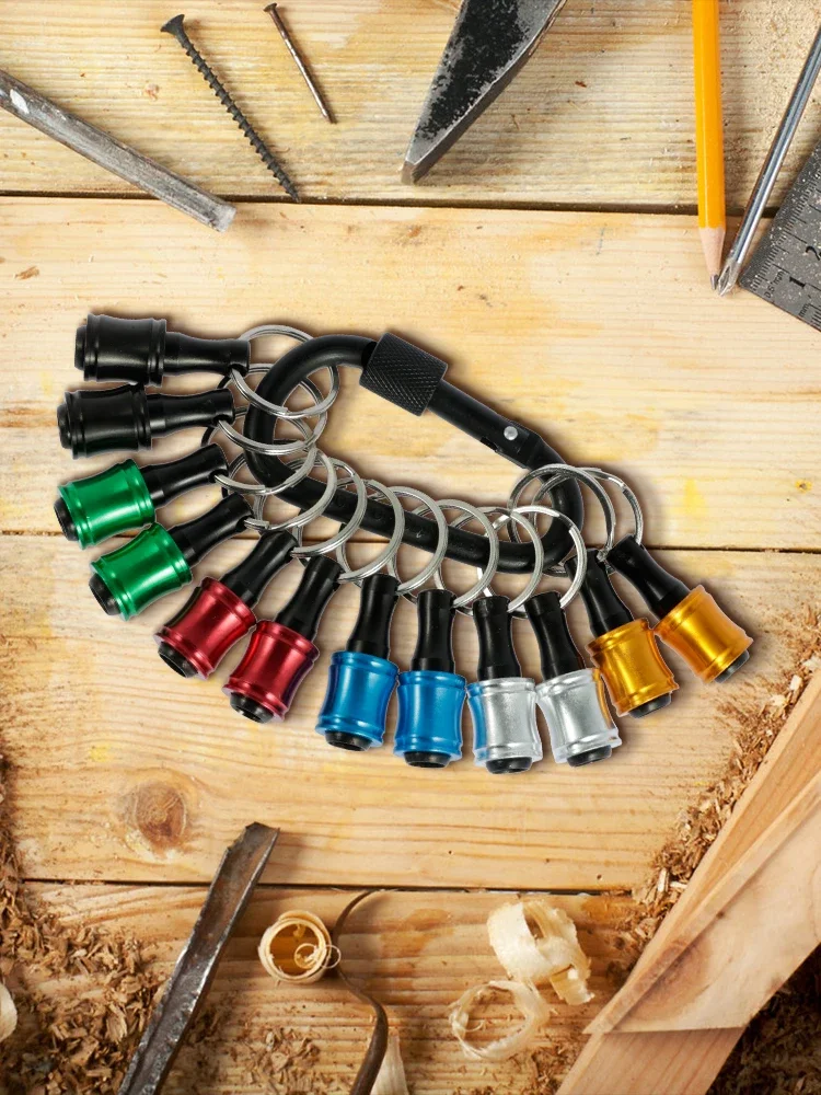 12Pcs Bohrer Halter 1/4 Zoll Hex Schaft Bohrer Halter Aluminium Legierung Bohrer Schlüsselbund Tragbare Schnell Ändern Bohrer bit – Detail 8