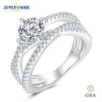 JEWEPISODE Sparkling 1CT D Color Moissanite Rings for Women S925 Sterling Silver Promise Engagement Wedding Band Fine Jewelry 1