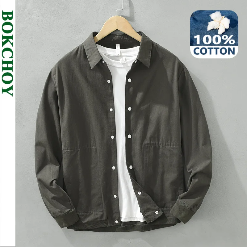 

Autumn New 100% Cotton Casual Thin Jackets for Men Clothing Simple Loose Coats Men C6680