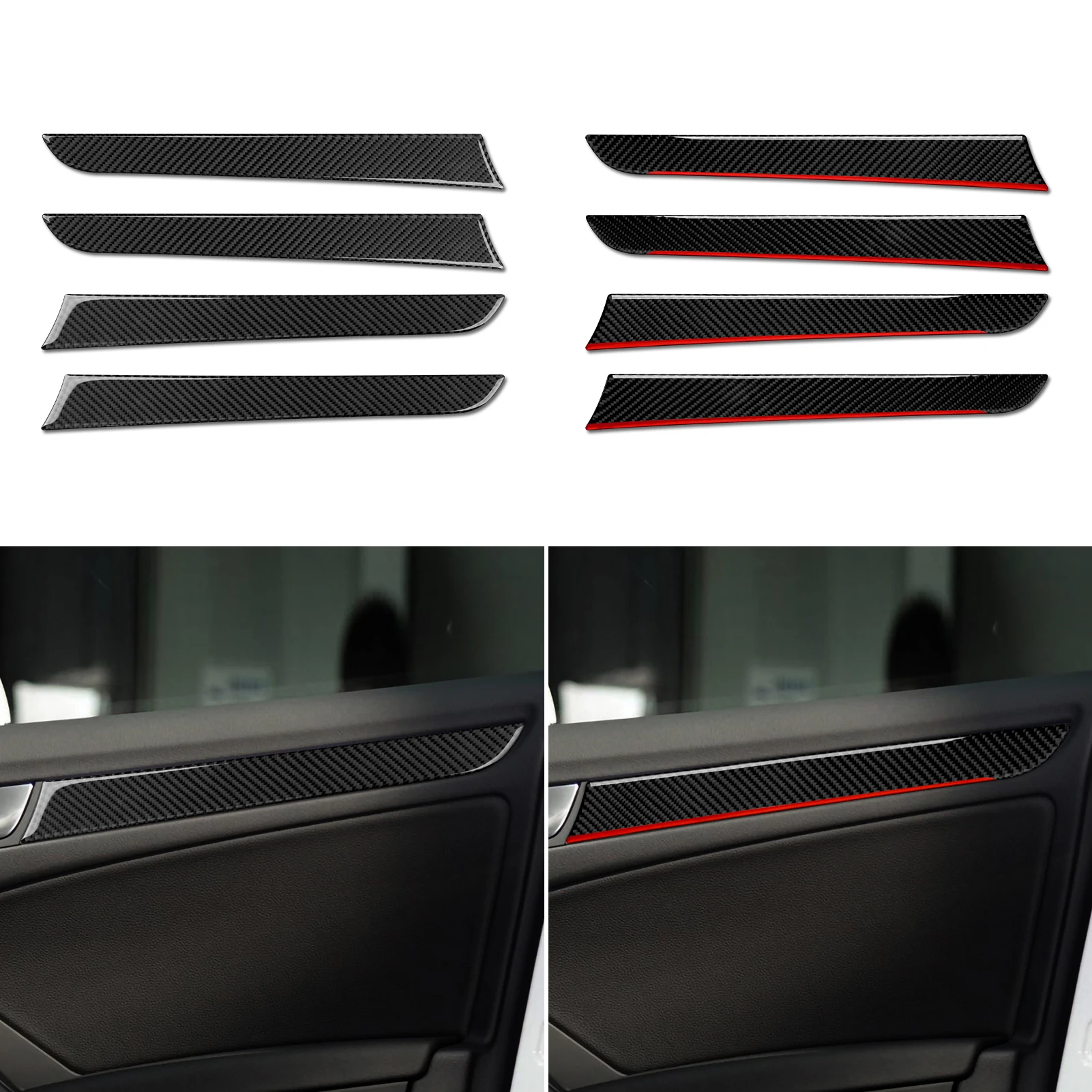 아우디 A4 S4 RS4 A5 S5 RS5 (2007-2016)용 자동차 센터 콘솔 기어 변속 패널 세트, 카본 파이버 인테리어 스티커 트림 액세서리