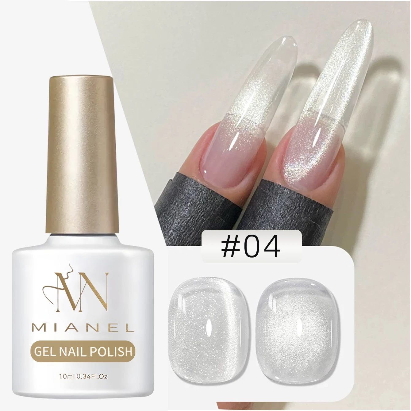MIANEL 10ML 1-9 Stück Eis-Transparenter Weißer Wasser-Katzenaugen Magnetischer Gel-Nagellack Universeller Weißer Nagellack Nagelzubehör – Detail 14