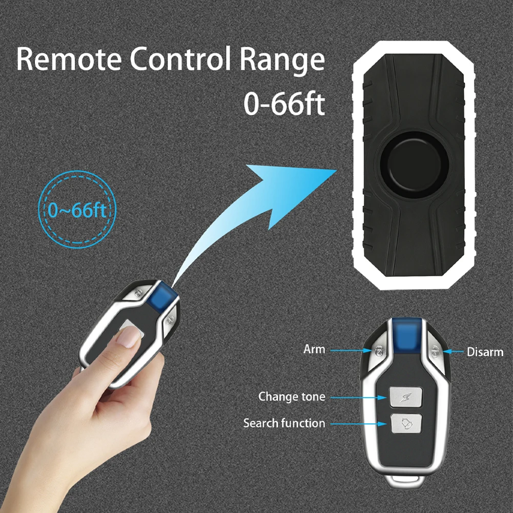 Motorcycle Bicycle Alarm 113dB Loud Vibration Sensing Wireless Anti-Theft Vehicle Security Alarm System With Remote Control