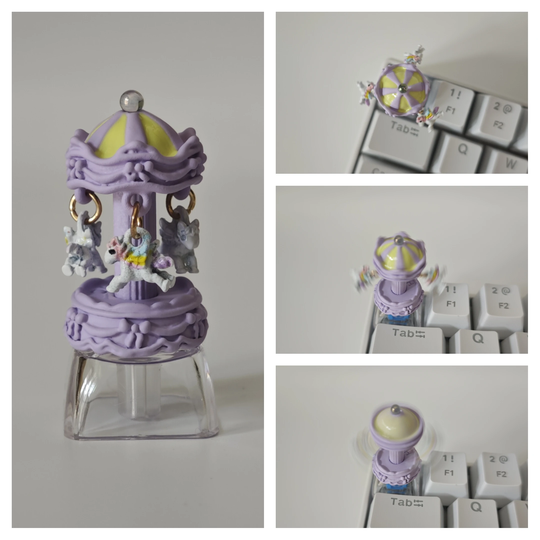 Creative Pink Carousel Custom Keycaps - Cute and Delicate Keyboard Decorations