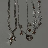 Collier pendentif en spirale en acier inoxydable / collier ras du cou superposé / collier avec breloque étoile / style grunge cyber y2k fairycore subversif archive 3