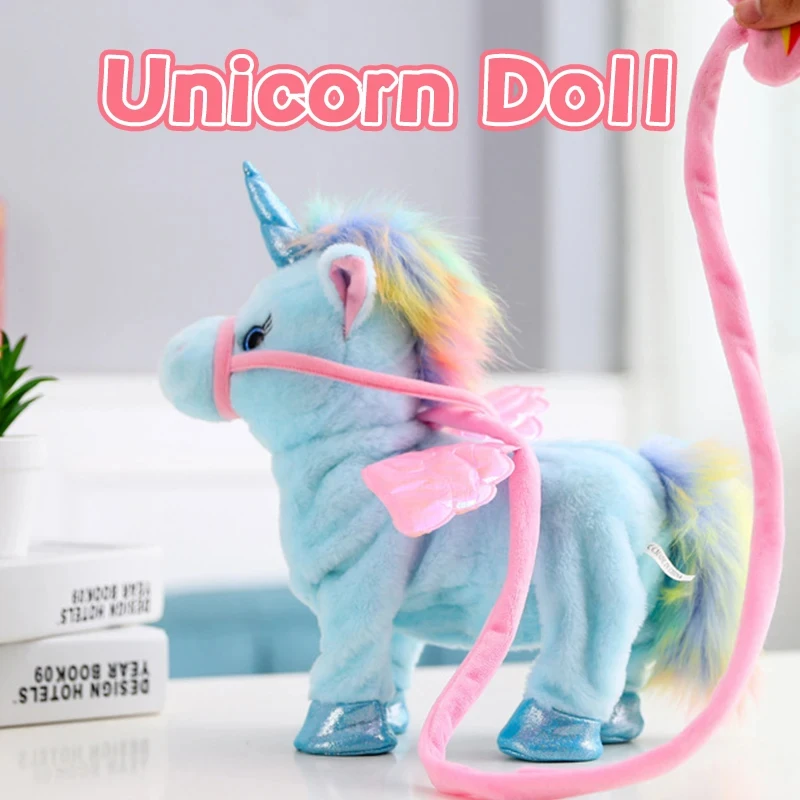 Unicorn Horse Plush Robot with Music 35cm Toys For Girls Kids Walk Talking Electric Children's Gifts