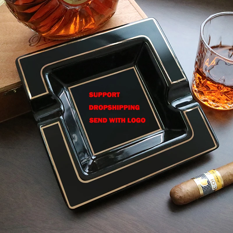 Classic Ceramic Cigar Ashtray Home Portable Travel Pocket Ash Slot