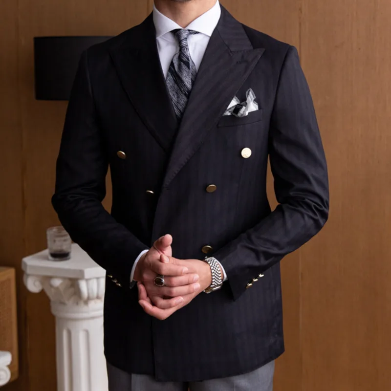 2023 Spring Business Casual Suit Blazer Coat Uniform Men Streetwear Suit Jacket Outerwear Clothing Men Double Breasted Blazer