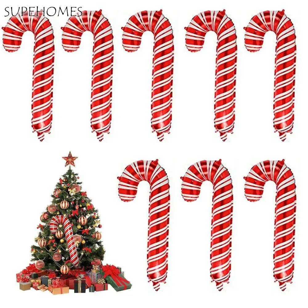 

8pcs 82*37CM Christmas Candy Balloon Set Big Cane Swirl Candy Foil Balloons Christmas Home New Year Party Decoration