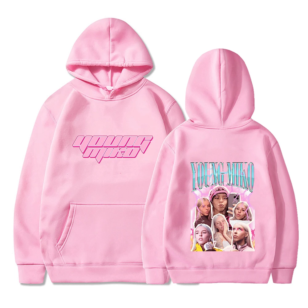 Young miko Hoodies Women Long Sleeve Hooded Sweatshirts Cartoon Letter Print Fleece Pullovers with Pocket Clothing Streetwear