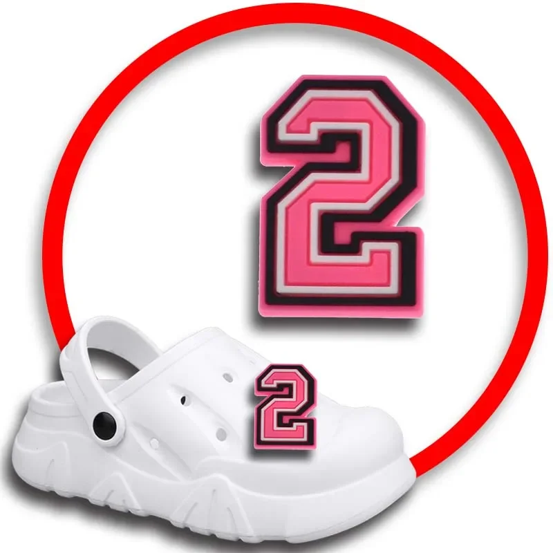 

1 шт. булавки для Crocs, шармы, аксессуары для обуви, украшение с розовыми цифрами, джинсы, женские сандалии, пряжка, Детские сувениры, мужские значки