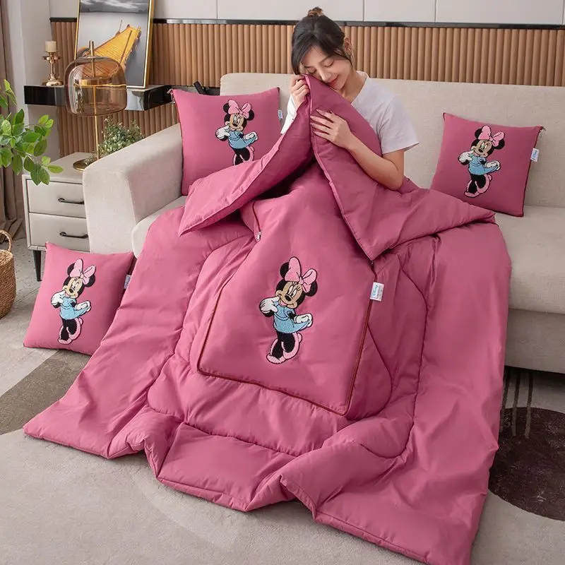 Couverture et coussins Minnie Mouse Rose | Douceur Peluche