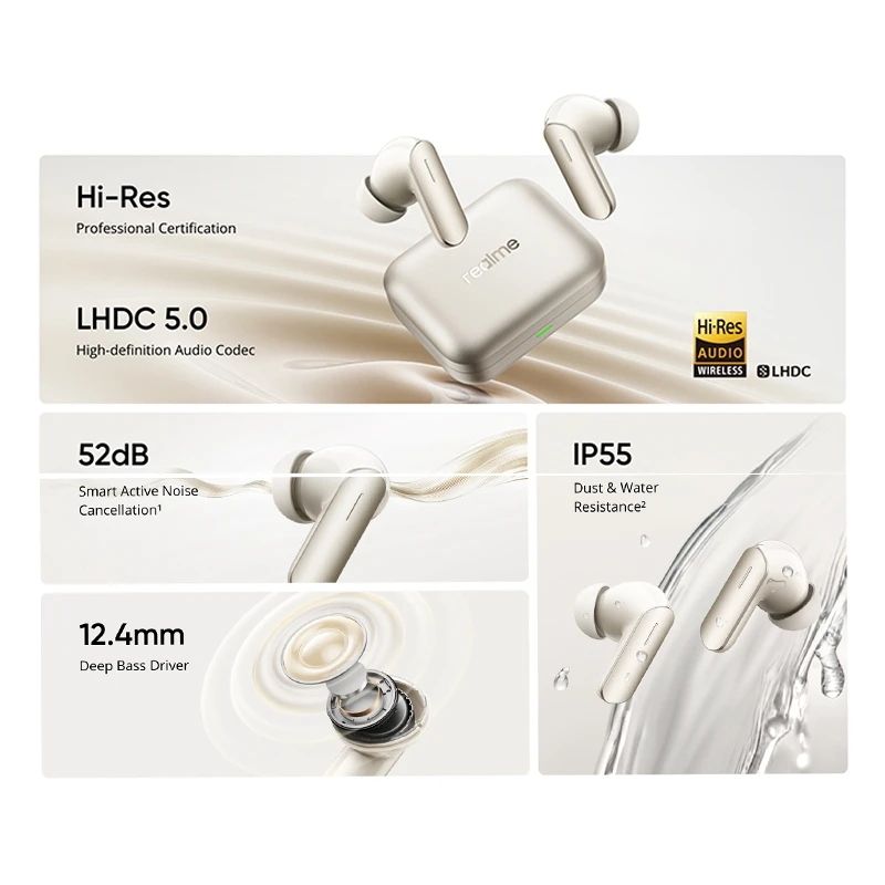 realme Buds Air 7 Global Version Earphone Bluetooth 5.4  Hi-Res LDAC 52dB Noise Reduction 2.0 Wireless Headphone Buds Air7 2