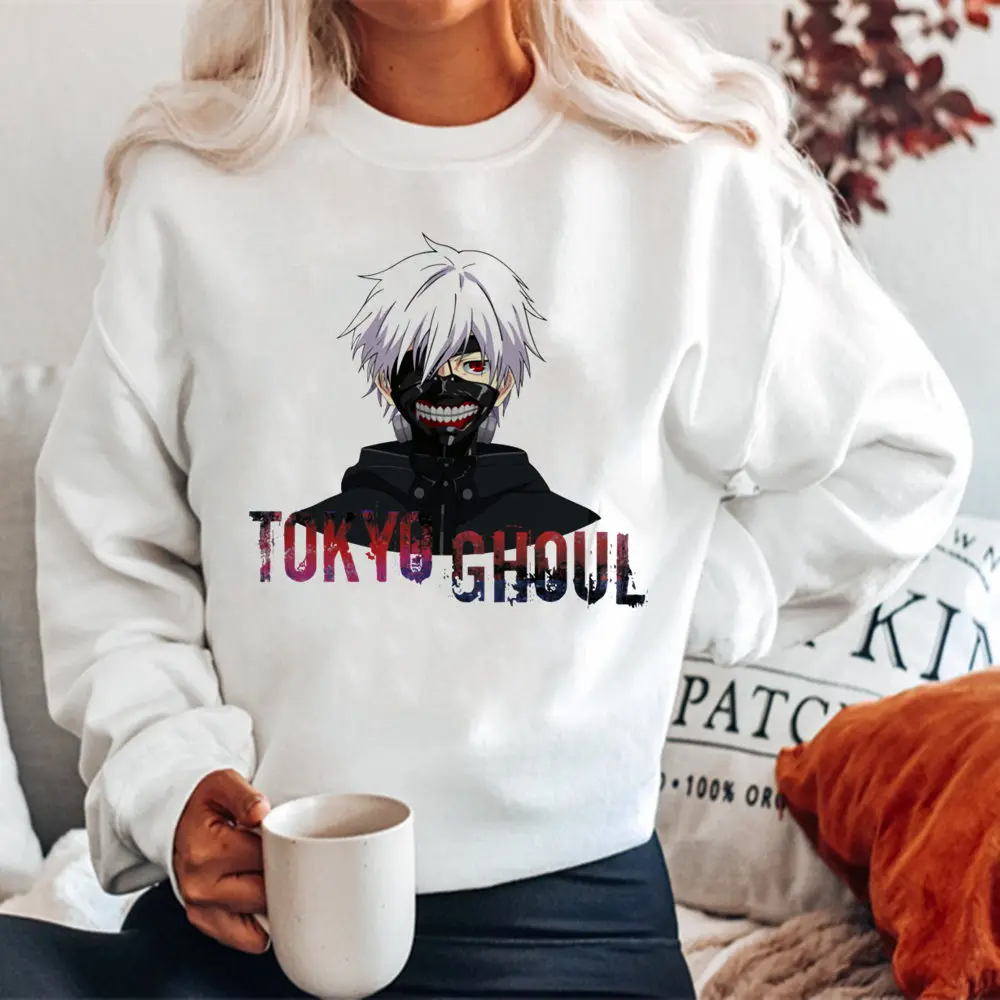 

Толстовки с капюшоном «Токийский Гуль», женские осенние модные повседневные толстовки с круглым вырезом и принтом, забавные толстовки с длинным рукавом