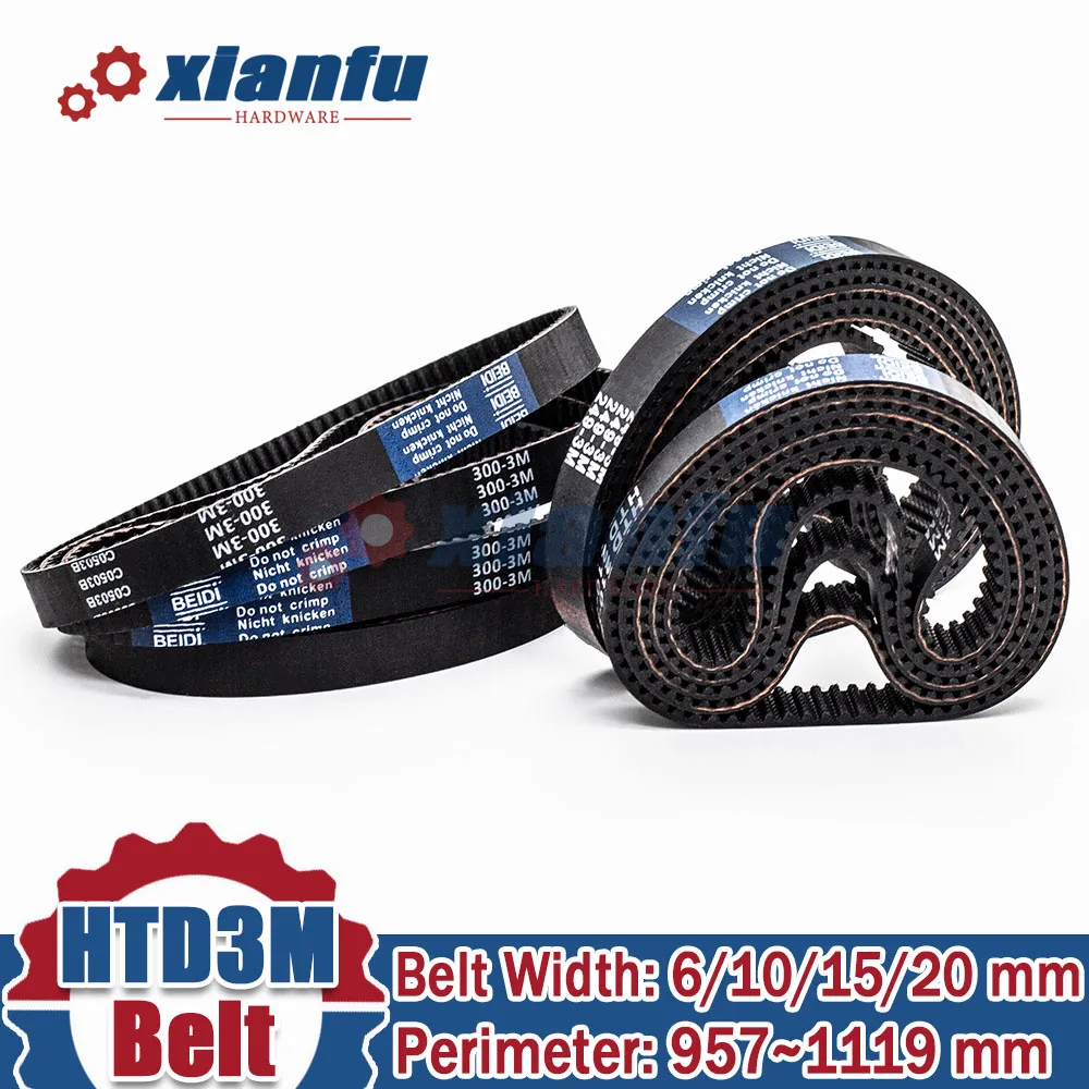 HTD 3M Timing Belt Lp=957 960 966 1002 1014 1026 1029 1068 1071 1098 1104 1119mm Closed Loop Rubber Width 6/10/15/20mm Perimeter