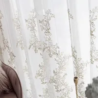 White Gauze 1PC Princess Style Embroidered Window Screen Semi Transparent Partition Curtain Lace Minimalist, Romantic 2