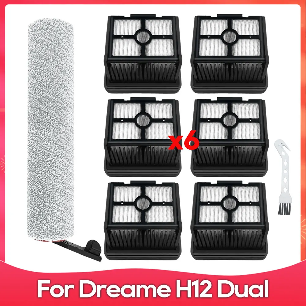 Compatível com Dreame H12 Dual Aspirador de pó Escova de Rolo Macio Filtro Hepa Acessório de Reposição Peça Sobressalente