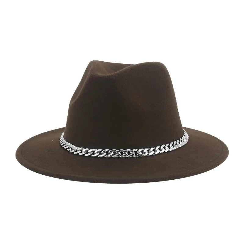 Fedoras Hats for Women Men Felt Accessories Silver Chain Winter Women Hat Luxury Fashionable Panama Men Hat Sombreros De Mujer fedora cap Fedoras