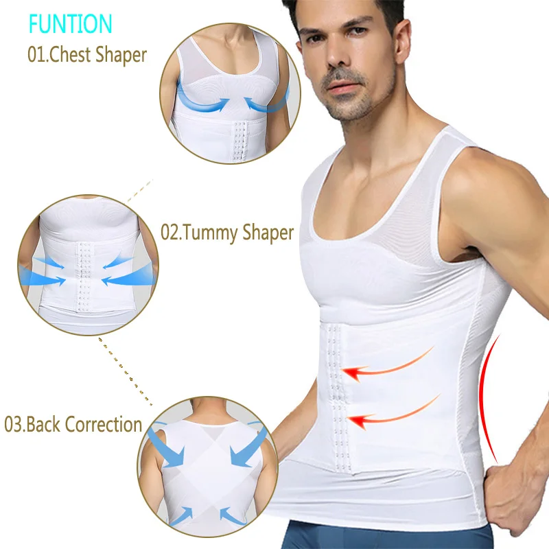 Men Shapewear Tank Tops Adjustable Tummy Control Vest Waist