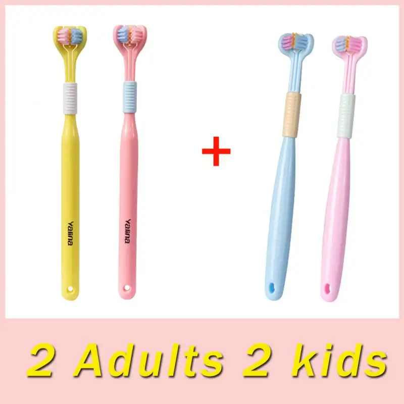 

Трехсторонняя зубная щетка с мягкой щетиной для взрослых и детей, зубная щетка с ультратонкой мягкой щетиной для ухода за полостью рта, безопасная зубная щетка, очиститель