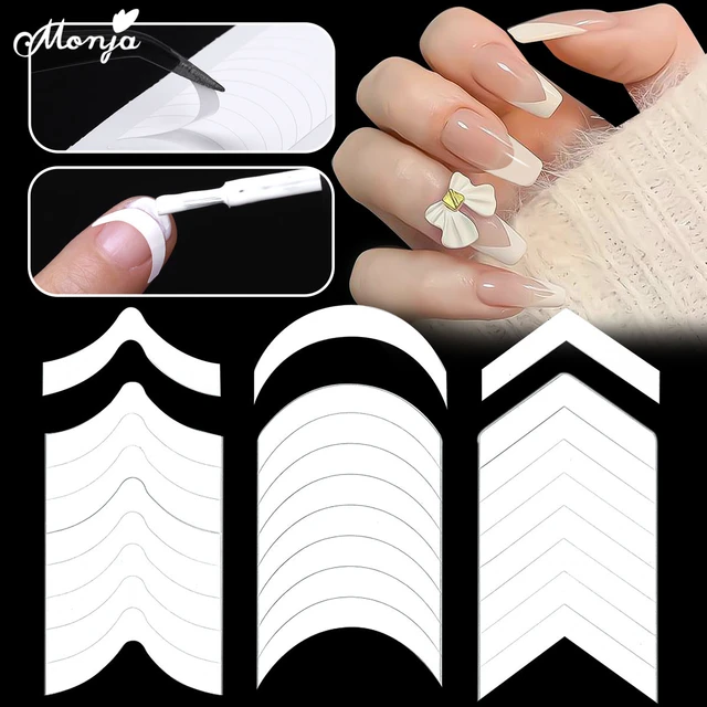 2sheets Geometric Pattern French Tip Nail Stickers French Nail Art