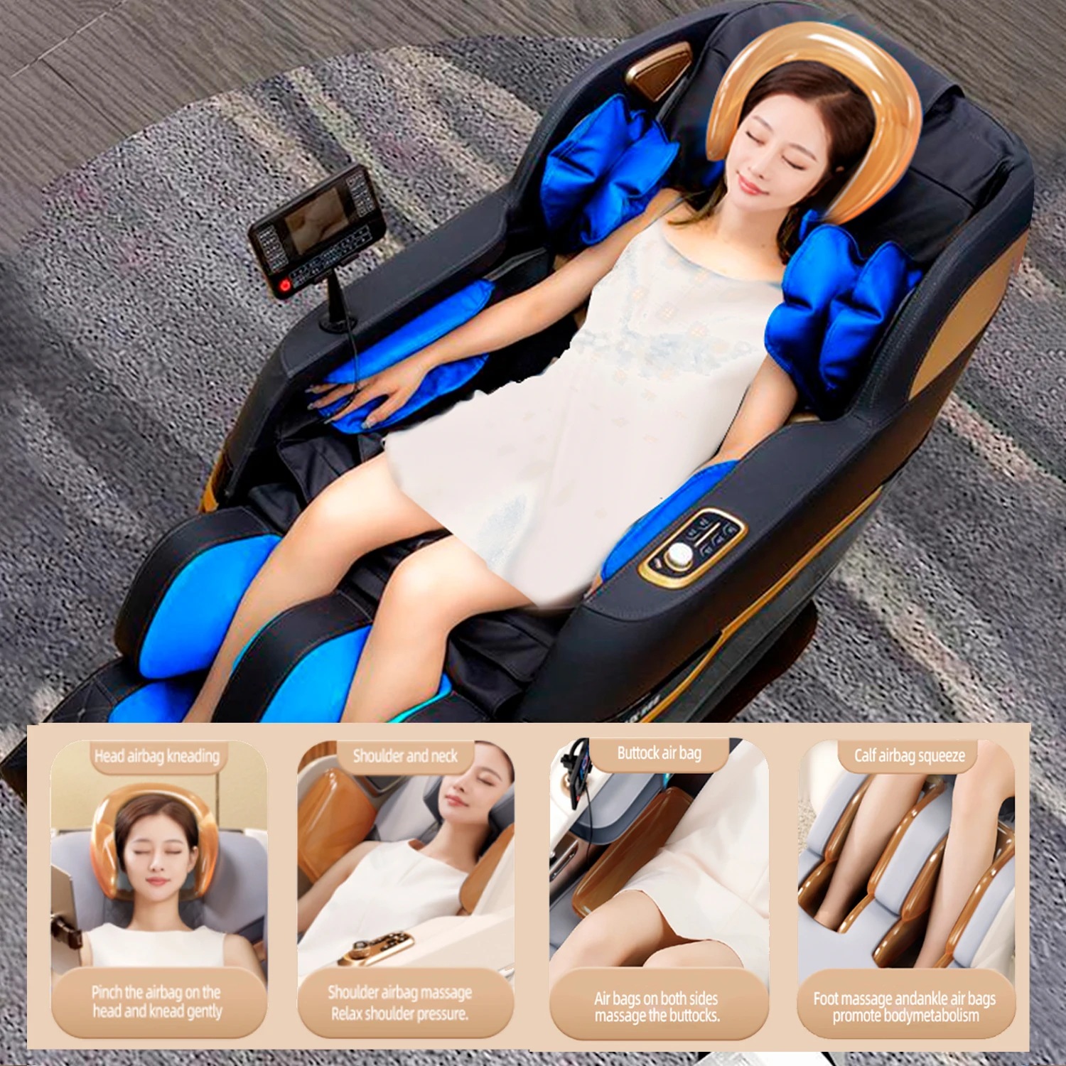 Three Years Warranty UKLife Home Office Heating Multifunctional Massage Chair Full body Airbag Wrapped Zero Gravity Massage Sofa 5