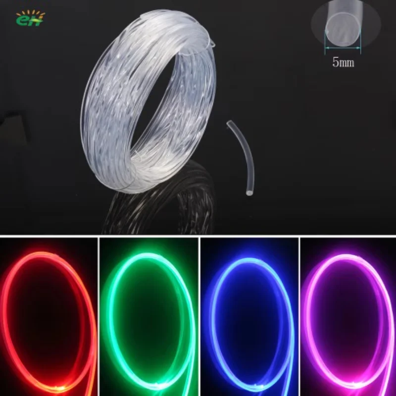 Factory low price 5mm Plastic soft flexible solid core side glow optic fiber light decoration