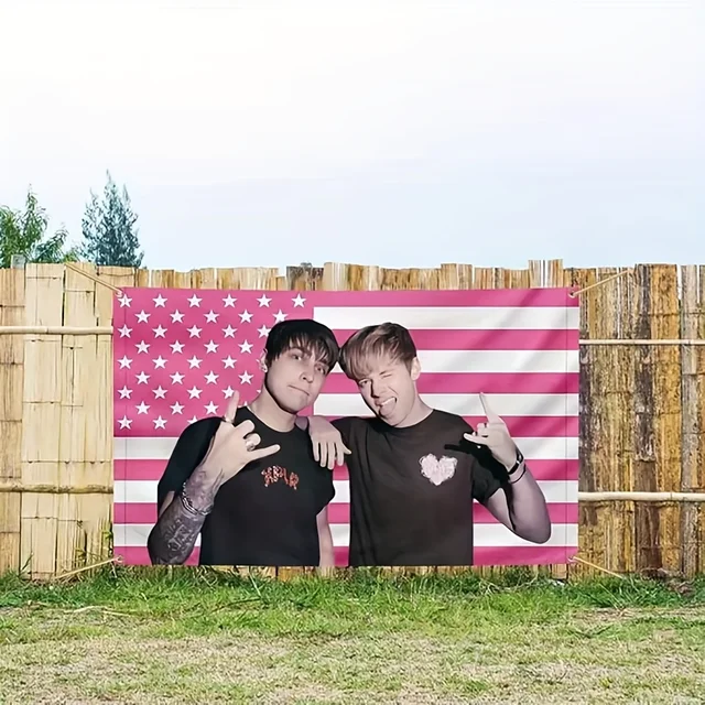 Pink American Flag Wall Tapestry - 40x60 Inches, Sam & Colby / Jake & Johnny Merch, Dorm Room Decor