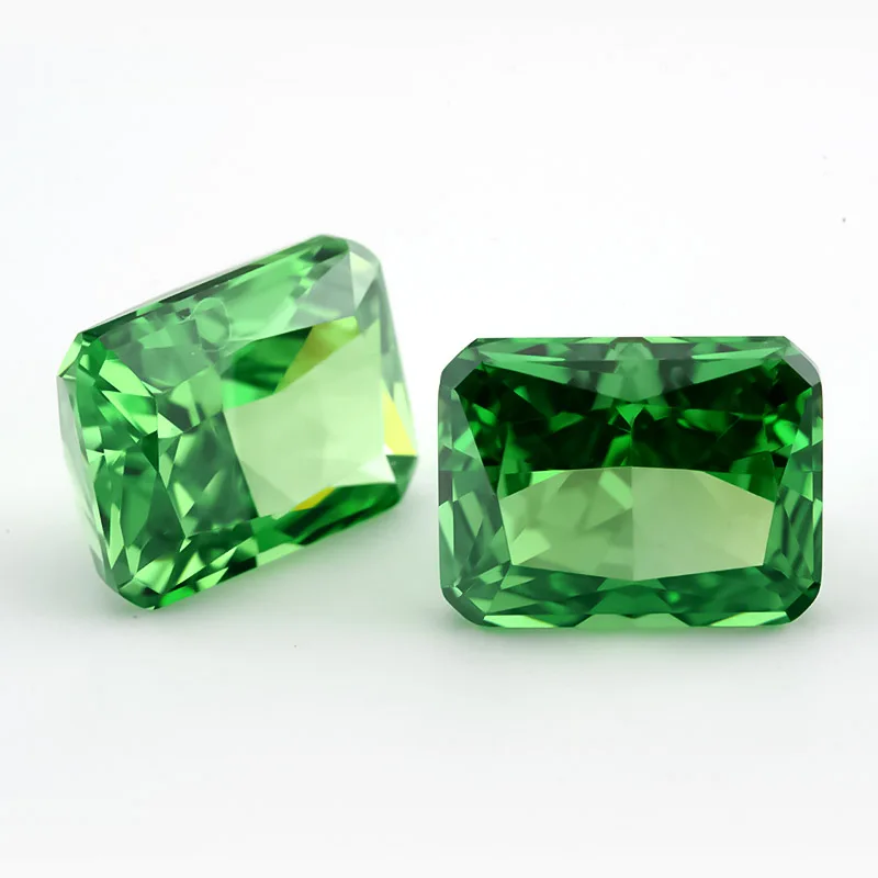 

SHIQIER 11#Green Octangle Radiant Crushed Ice Cut Cubic Zirconia Stone 4x6mm 6x8mm 7x9mm 5A Loose CZ Synthetic Gems For Jewelry