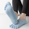 1/4 Pairs New Women Anti Slip Pilates Socks Five Toe Silicone Non-Slip Yoga Sock Bandage Ladies Fitness Sports Cotton Sock 2