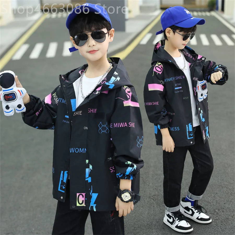 Teenager Children's Baby Windbreaker Jacket for Boy Spring Waterproof Coat Trench Autumn Kid Boys Coat Girls Patchwork Jackets
