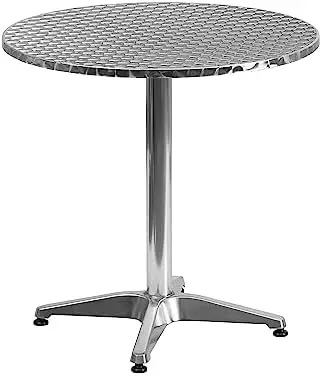 

27.5'' Round Metal Indoor-Outdoor Table with Base, Black