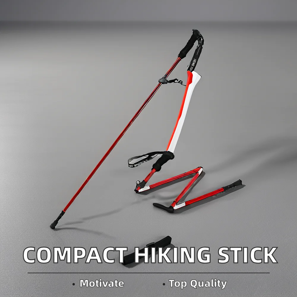 Collapsible Carbon Trekking Pole Lightweight Tactical Walking Stick Cork Handle Adjustable Hiking Camping Outdoor Activities