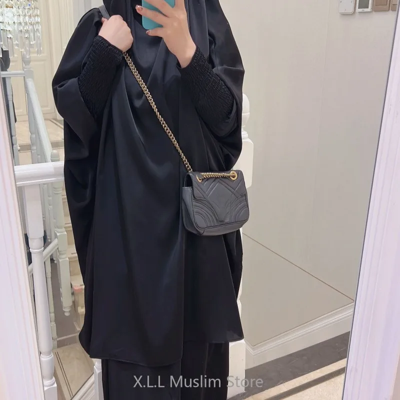 Eid Ramadan Jilbab Prayer Garment Set Muslim Dubai Kaftan 2 Piece Set Modest Fashion Dresses For Female Robe Clothes For Party