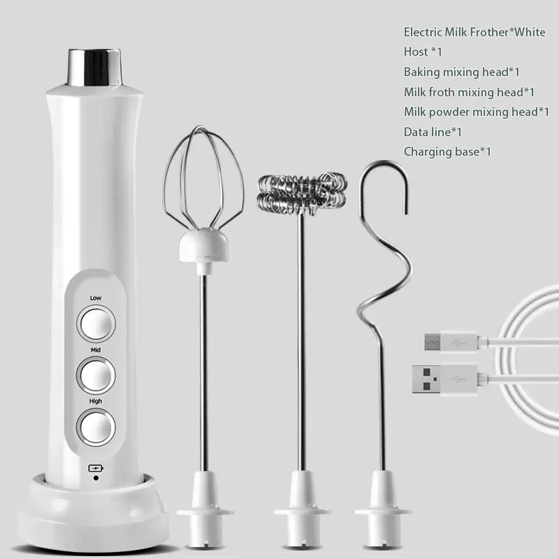 Wireless Rechargeable Electric Milk Frother - 3 Speeds, Handheld Foam thumbnail 2