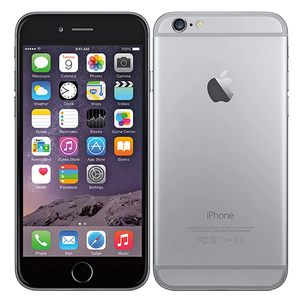 אייפון 6 המקורי של אפל נעול נייד דואל קור 4.7 אינץ' IOS 16/64/128GB ROM 1.4GHz 8MP 3G 4G LTE טלפון סלולרי משומש עם טביעת אצבע