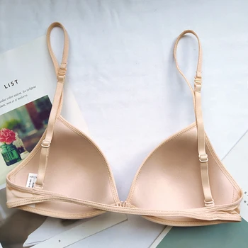FINETOO Sexy Thin Seamless Bras Women Triangle Cup Underwear Female Beauty Back Front Buckle Bra Cross Straps Tops Lingerie New 5
