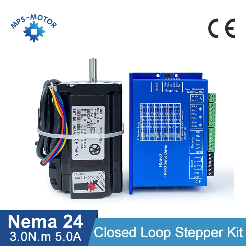 3Nm Nema 24 Closed Loop Stepper Motor With Nema24 Hybrid Step Driver HSS60 + 3M Encoder Cable stepper motor
