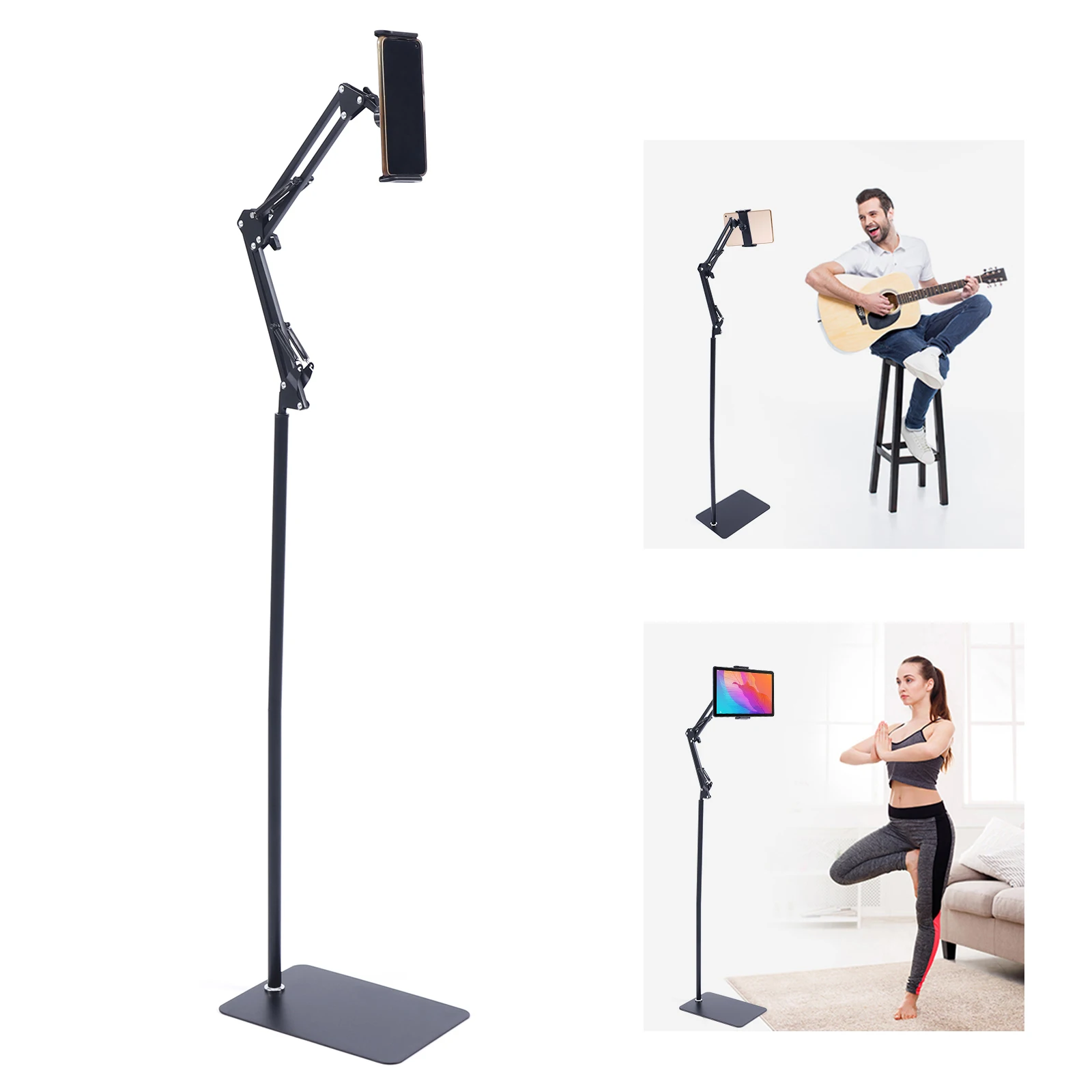 Universal Ipad Stand Floor Tablet Bracket Adjustable Flexible Rotation 360&deg; rotating for 4.72-7.09in