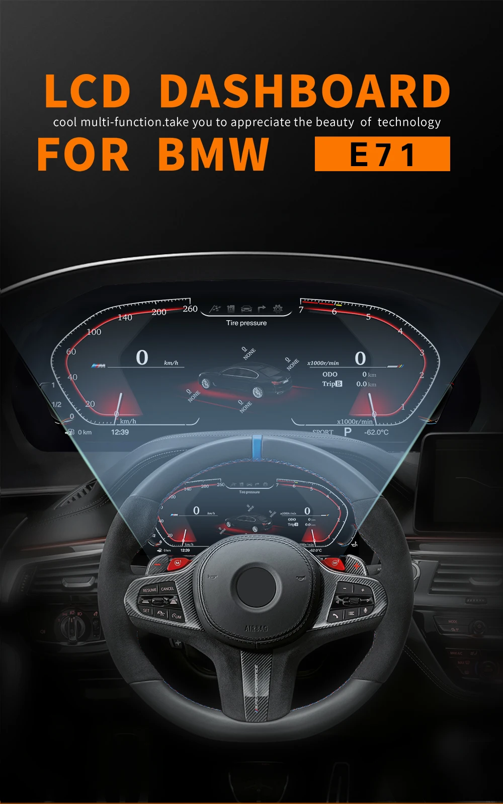 2024 najnowsza oryginalna cyfrowa tablica przyrządów LCD do BMW X6 E71 kontrolera prędkościomierza na desce rozdzielczej i prędkościomierz HUD wyświetlacz
