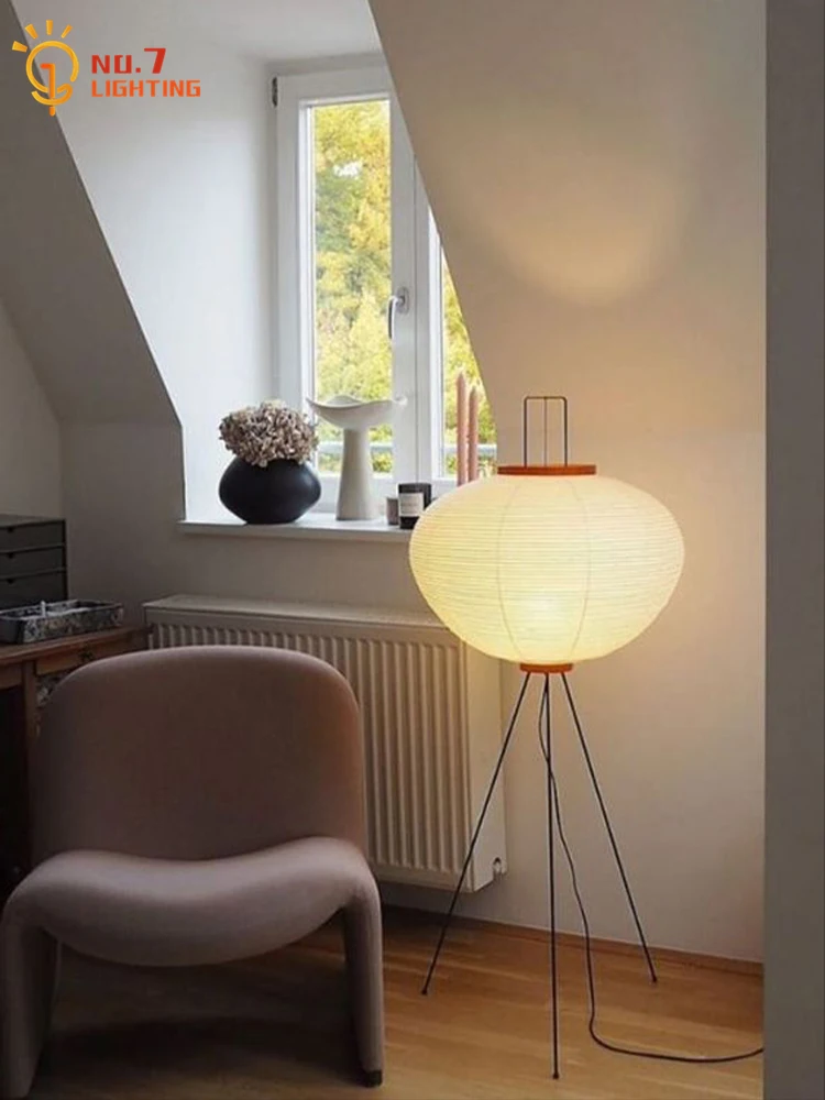 

Japanese Akari Noguchi Yong Floor Lamp LED E27 Atmosphere Rice Paper Decorative Standing Lamp Salon Living Room Study Reading