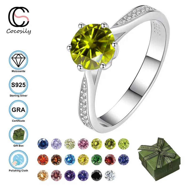 

Cocosily 5CT D Color Moissanite S925 Sterling Silver Women's Light Luxury Platinum Diamond Love Anniversary Banquet Ring Jewelry