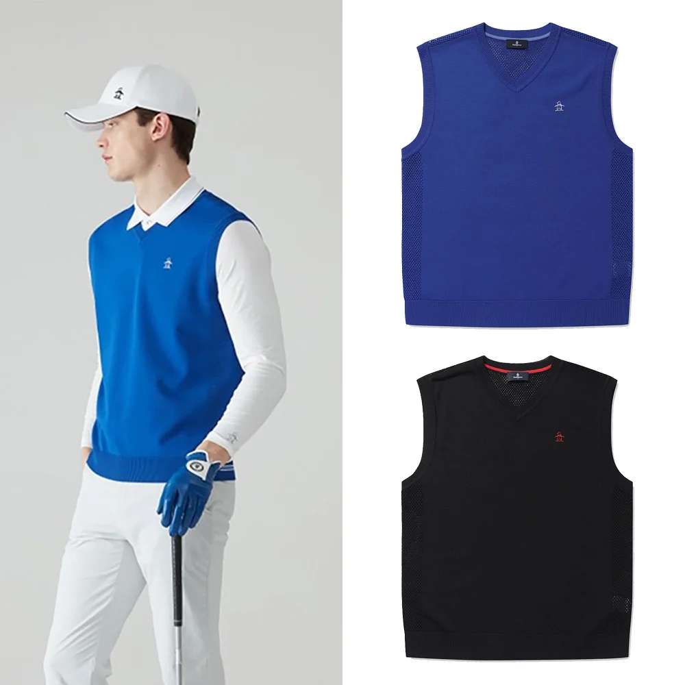MUNSINGWEAR Simple Style Men's Knitted Vest! Brand Embroidery, Luxurious V-neck, Sports Fashion, Autumn Golf Top, !