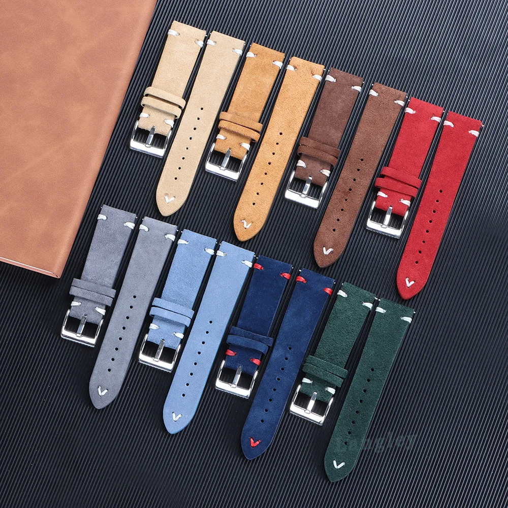 Vintage Handmade Suede Soft Watch Strap with Quick Release