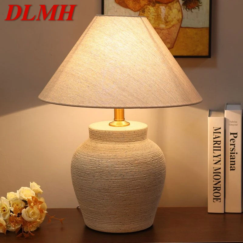 

DLMH Nordic Ceramic Table Lamp Modern Art Living Room Bedroom Study Villa LED Originality Desk Light