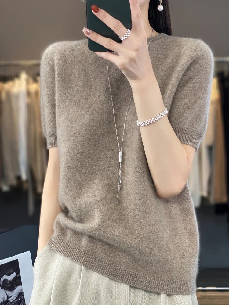 Half Sleeve Cashmere Women Knitted Sweaters 100 Pure Merino Wool